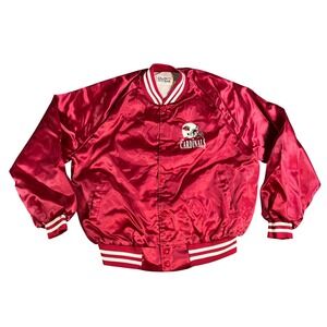 Chalk Line Bomber Jacket Men XL Red NFL Cardinals Satin Vintage Snap Varsity